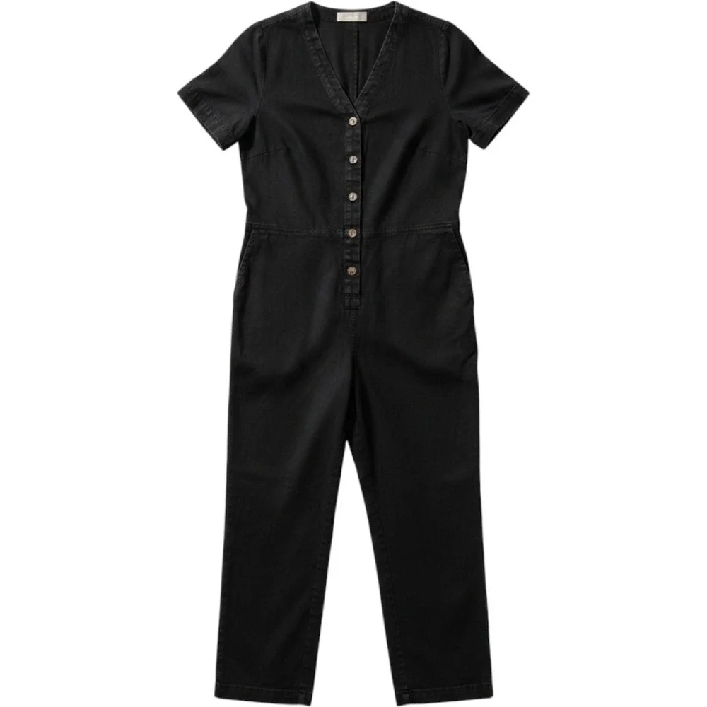 Everlane Linen Jumpsuit Womens 4 Button Front Quiet Luxury Lagenlook Chic